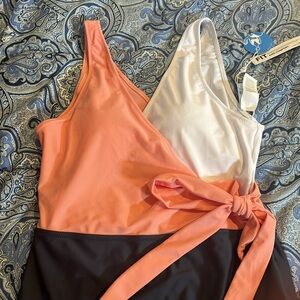 Cupshe Orange and White One Piece Swimsuit